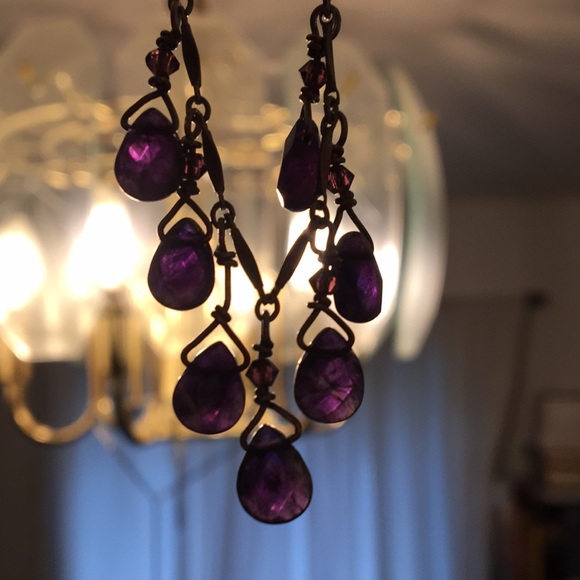 Sterling & Amethyst teardrops vintage artisan necklace - Picture 5 of 16